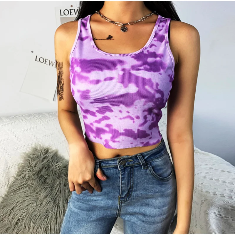 

Топ женский летний с принтом, Модный облегающий Повседневный укороченный топ без рукавов, базовая уличная одежда, 2022