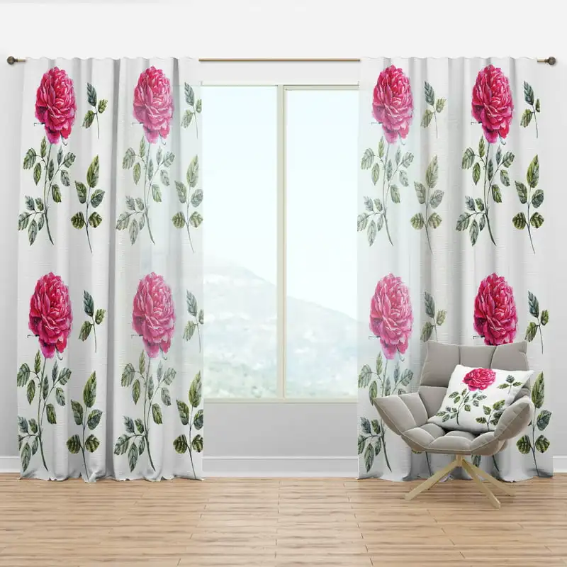 

'Blossom Pink VIII' Floral Curtain Panel