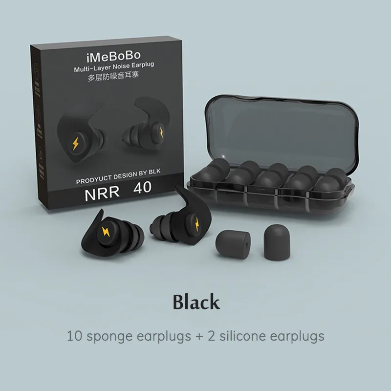 

Anti Noise Sleep Earplugs Multi Layer Noise Cancelling Silica Gel Sponge Noise Reduction Good Sleeping Sponge Silicone Earplugs