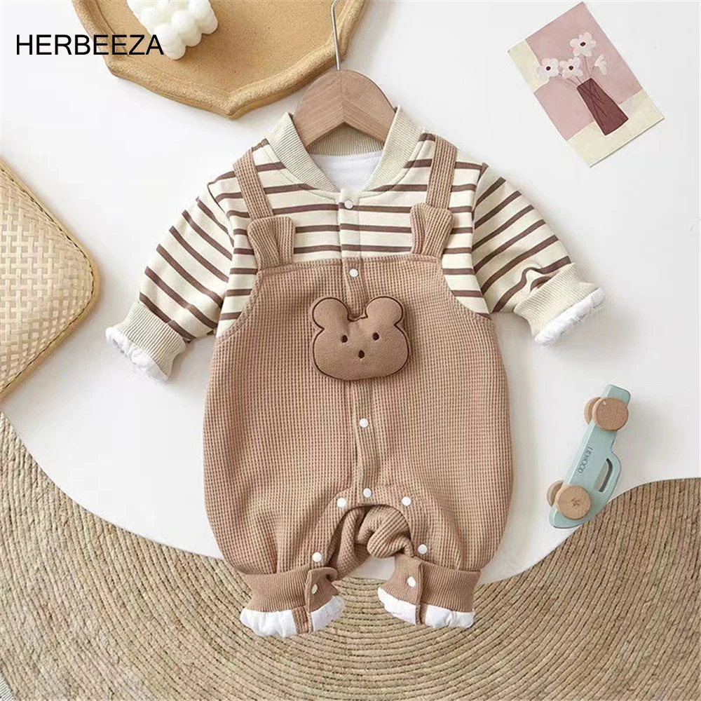 0-18Month Spring and Autumn Baby Boy clothes Baby's Rompers Cartoon Bear Print Children's Overalls long sleeves Infant Jumpsuit