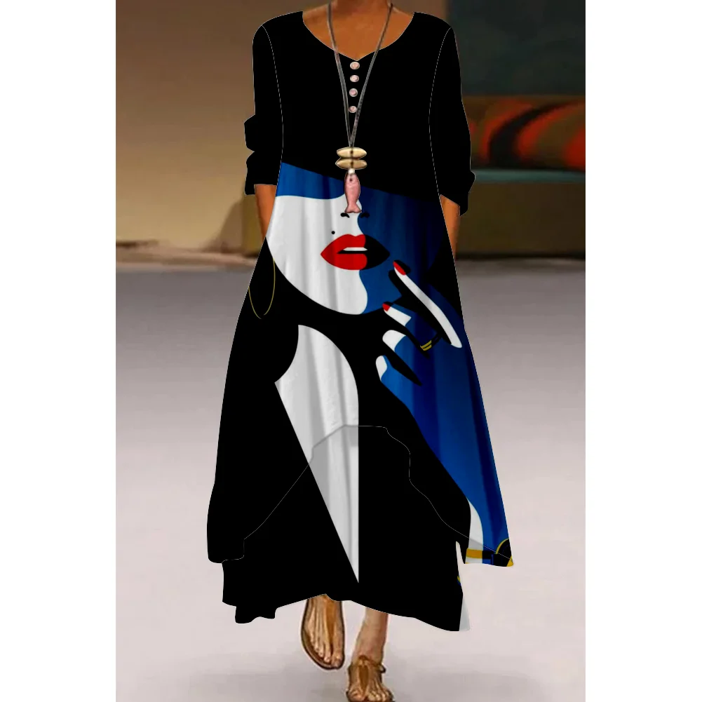 

Fashion Women party Evening Dress Sexy High Waist African girls dress Summer autumn Long sleeve elegant women's fashion dress