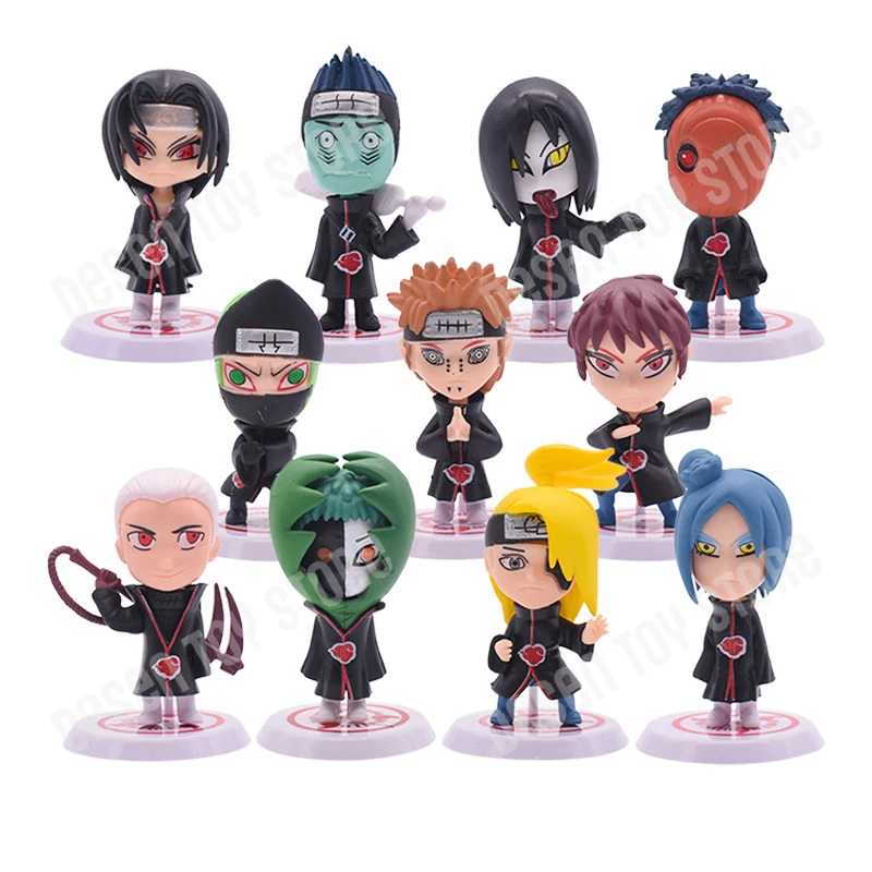 

11 шт./компл. Аниме Naruto Shippuden Hinata Sasuke Itachi Kakashi Gaara Jiraiya Sakura Q версия ПВХ Фигурки игрушки куклы подарок для детей