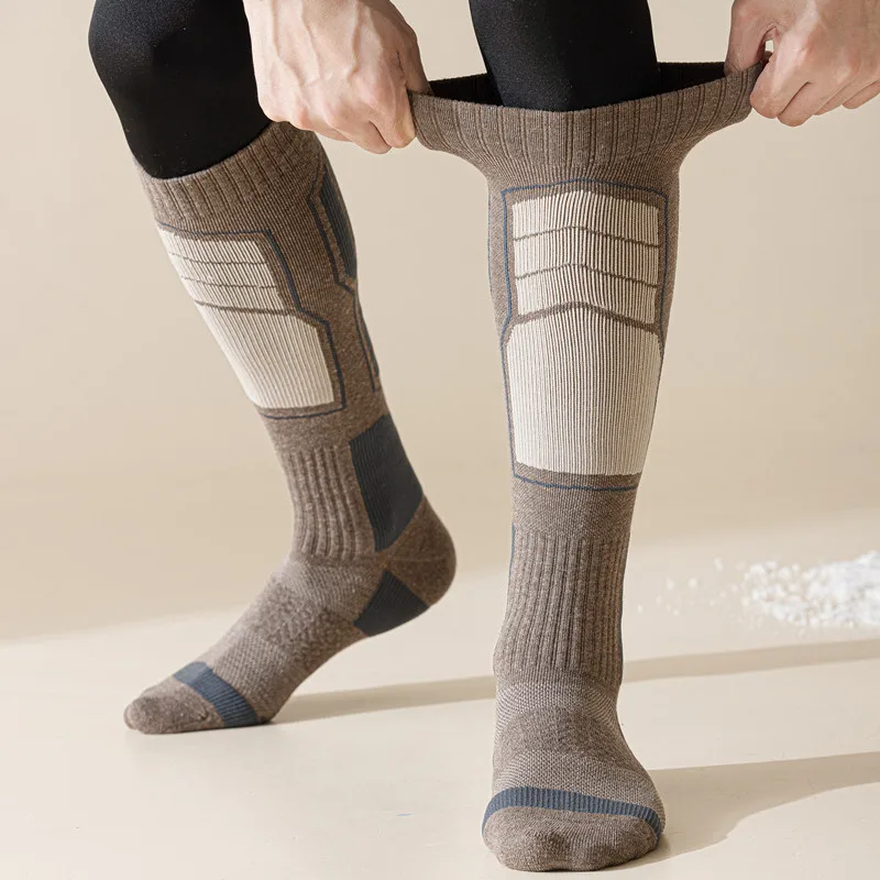 Мужские шерстяные чулки с петлями модные зимние теплые кашемировые длинные