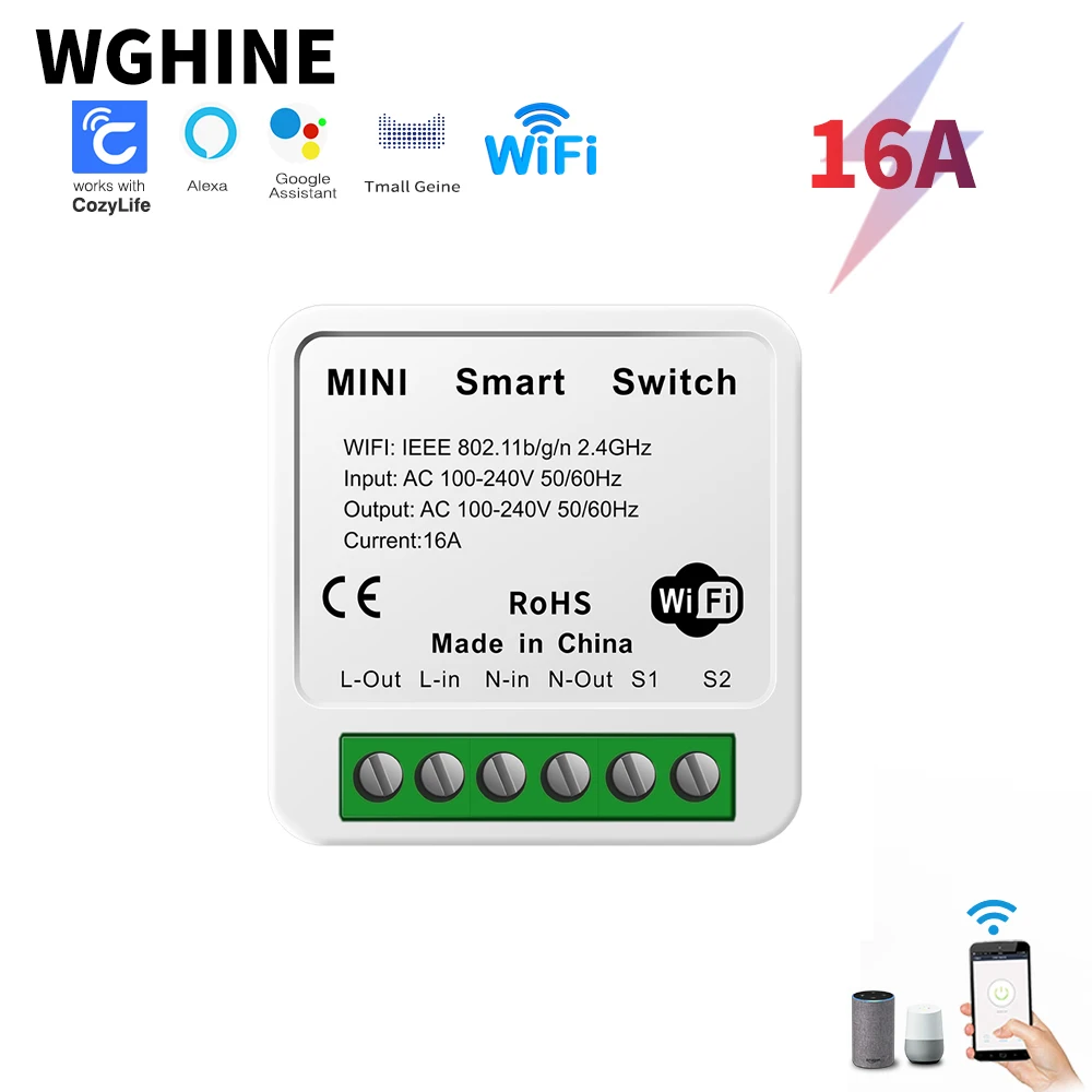 

WGHINE Tuya Cozylife intelligent switch 16A voice timer DIY light switch bidirectional control support Alexa Google