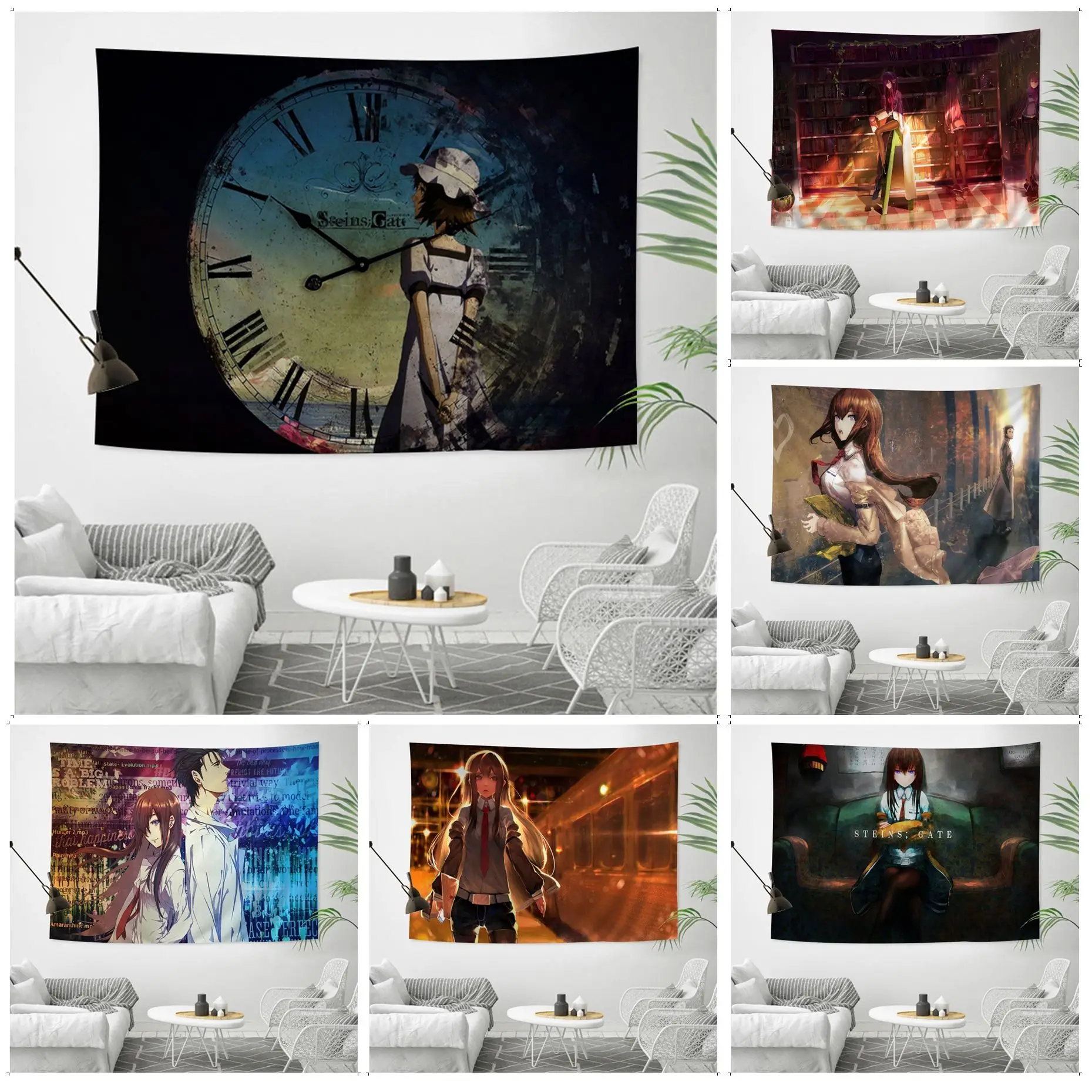 

Steins Gate Anime Tapestry Bohemian Wall Tapestries Mandala Decor Blanket