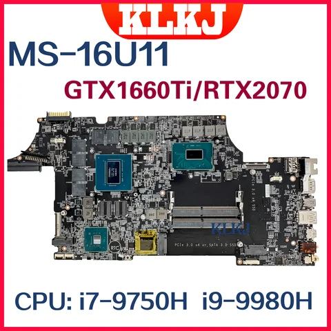 Материнская плата для ноутбука Dinzi MS-16U11 для MSI GE65 RAIDER 9SF MS-16U1 Материнская плата для ноутбука i7-9750H i9-9950HK GTX1660Ti RTX2060-V6G