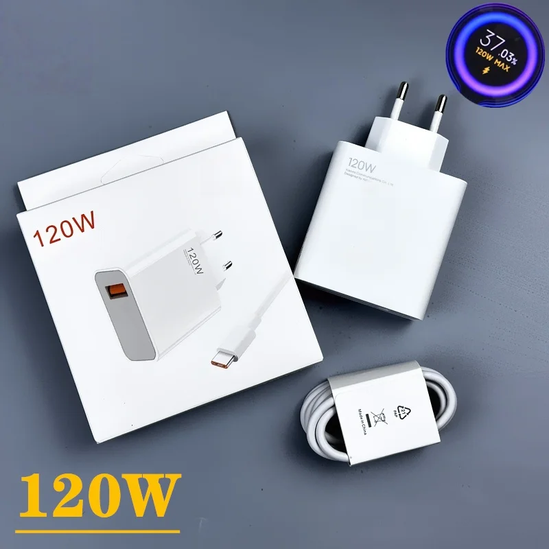 Фото Зарядное устройство Xiaomi 120W Turbo Fast Charge EU Hypercharge Gan Adapter для Redmi Note 11 12 Pro Plus 5G Mi 14 13 13T с кабелем №1