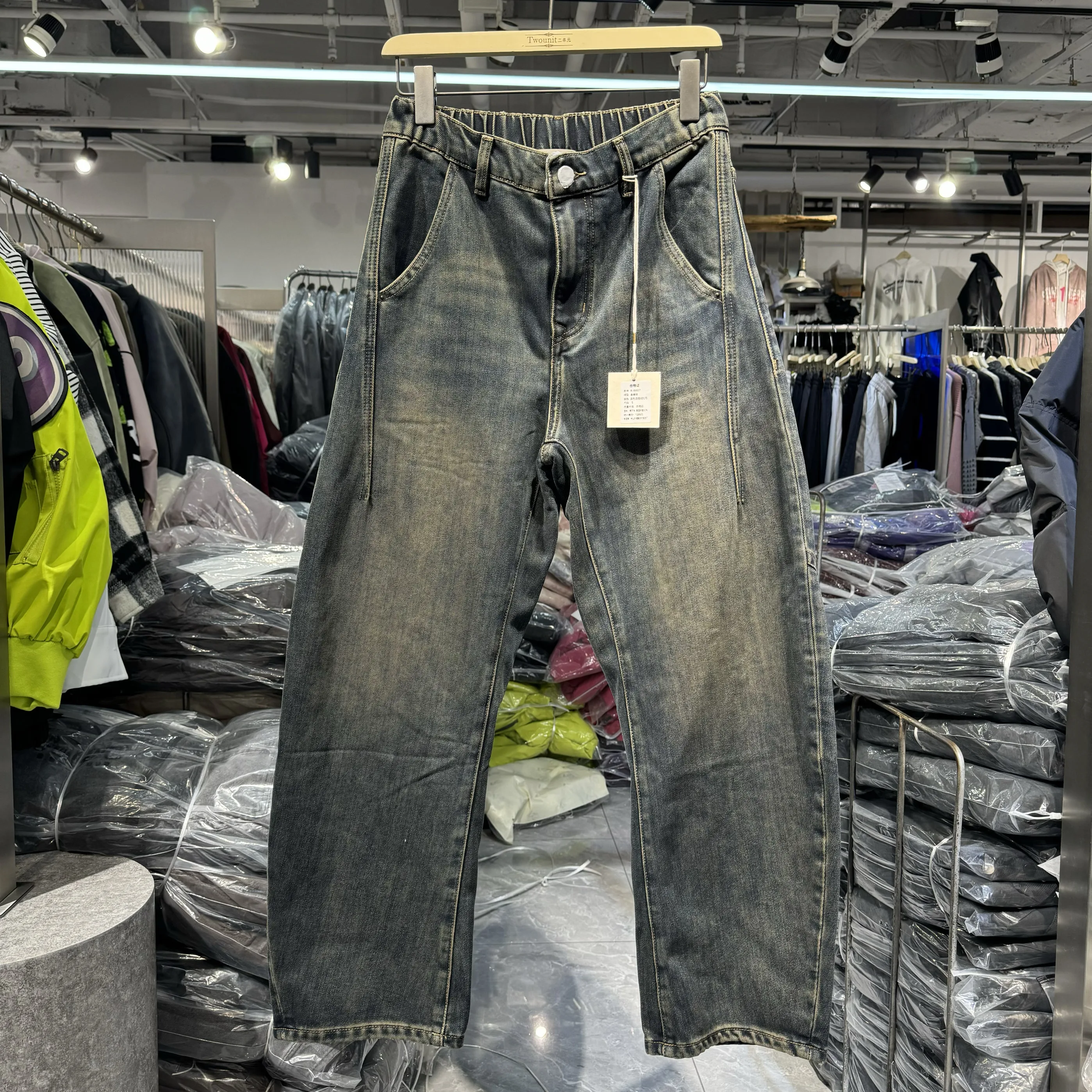 Enti ~ Wjuus зимние стиральные джинсы на флисовой подкладке мужские базовые