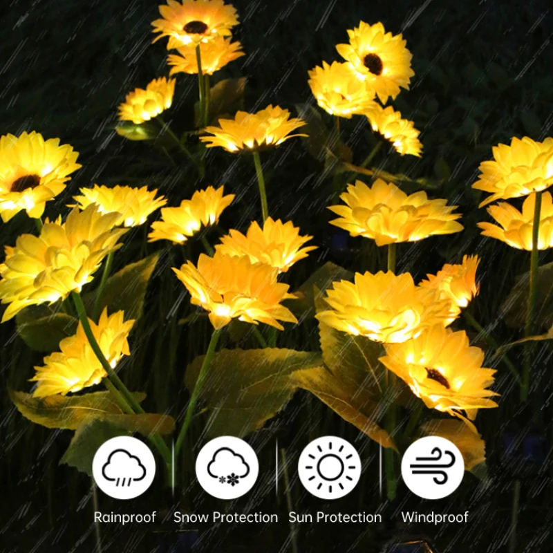 

Garden Lights Solar LED Light Waterproof Sunflower Lawn Light Courtyard Garden Decoration Outdoor Landscape Lighting for Patch