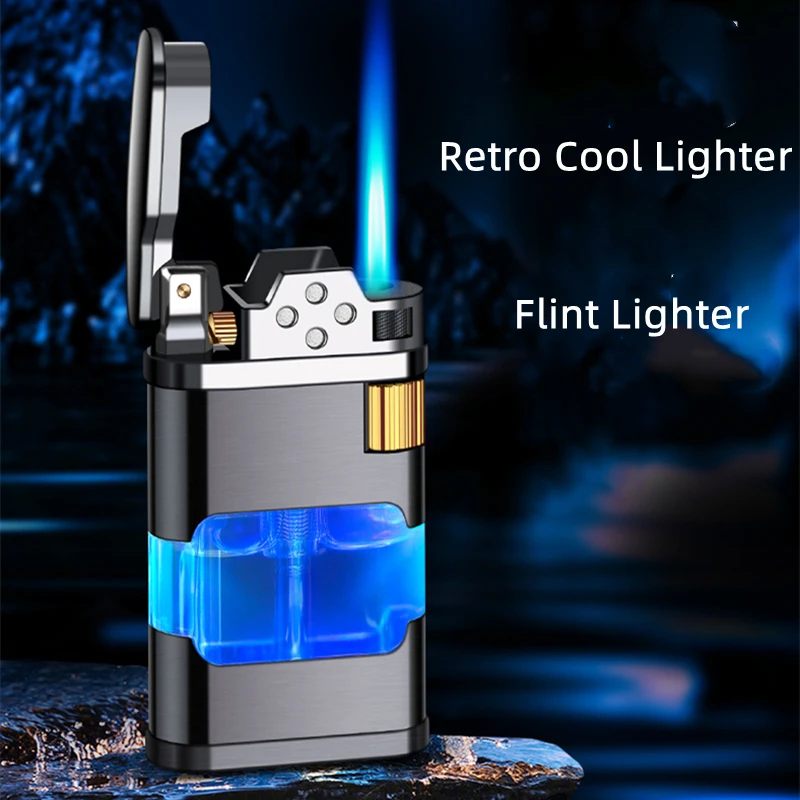 

New Windproof Metal Gas Refill Lighter Jet Torch Cigar Cigarette Flint Lighter Gear Retro Butane Lighter Smokinng Accessories