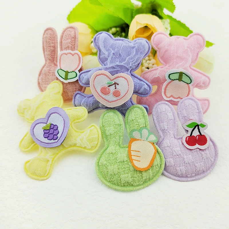 

20Pcs Rabbit Bear With Decoration Padded Appliques For Clothes Hat Sewing Supplies DIY Headwear Hair Clip Bow Decor Patches