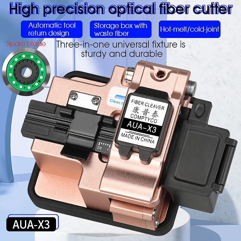Fiber Cleaver AUA-X3 Cable Cutting Knife FTTT Fiber Optic Knife Tools Cutter High Precision Cleavers 24 Surface Blade