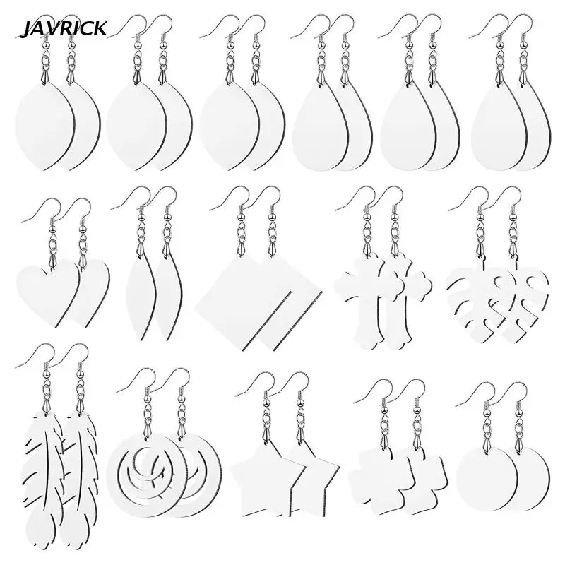 

32 Pieces Sublimation Blank Earrings Sublimation Printing Earrings Heat Transfer Wire Hooks Earrings Unfinished Wood
