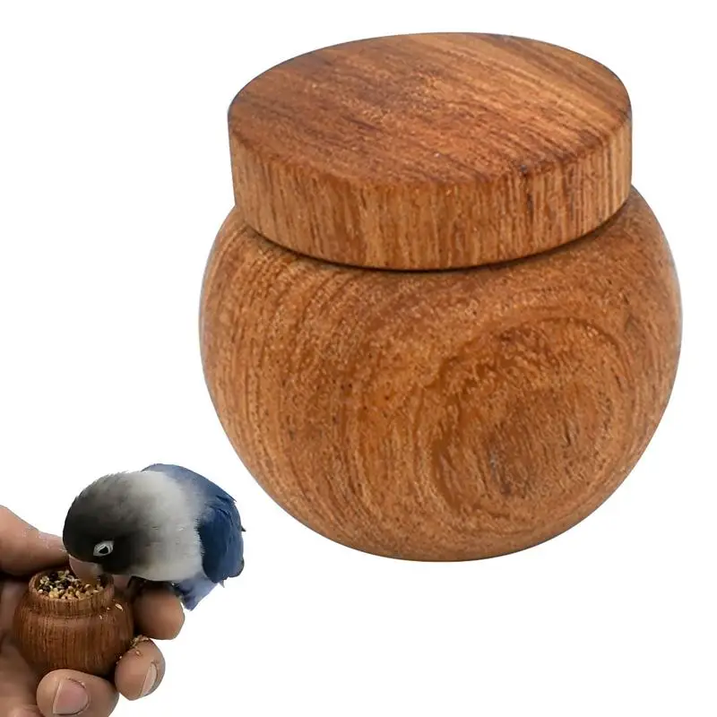 Lightweight Wooden Handheld Storage Box Bird Food Jar With L