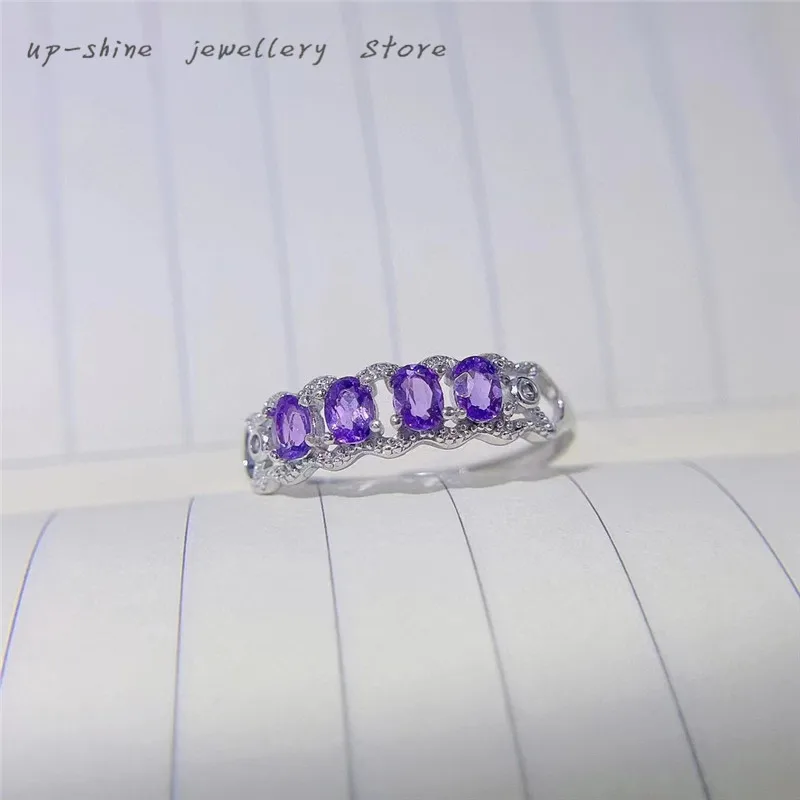 

New fashion 925 silver inlaid natural amethyst ring, simple personality, fine craftsmanship, customizable
