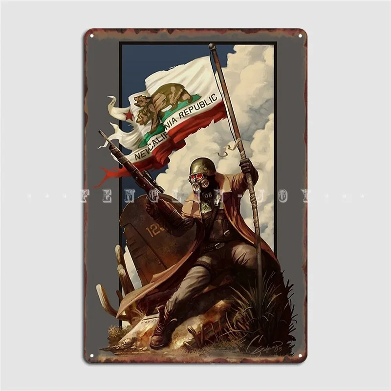 

Fallout Ncr Ranger Flag Fan Art Poster Metal Plaque Club Pub Garage Create Garage Decoration Tin Sign Posters