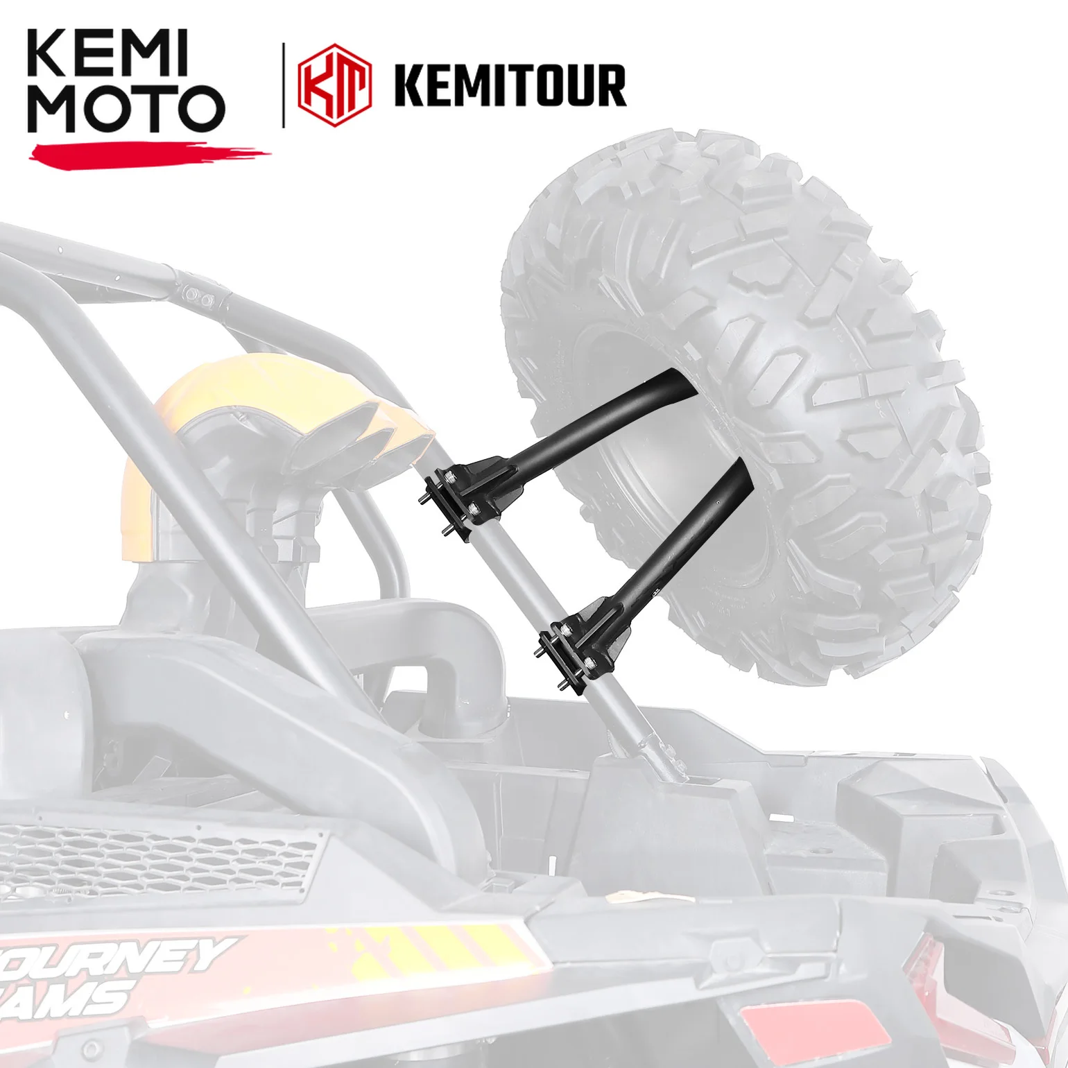 

Держатель запасного колеса KEMIMOTO для UTV, крепление для запасного колеса подходит для круглых дуг безопасности диаметром 1,5–2 дюйма, совместим с Polaris RZR PRO XP для CFMOTO