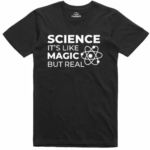 Забавная Мужская футболка с надписью Science Like Magic But Real Geek хлопковая