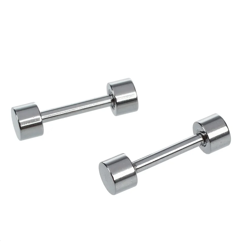 

1 Pair of Men's Barbell Titanium steel Ear Studs Earrings 3mm Silver