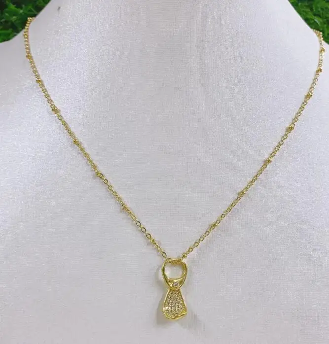 Ожерелье с подвеской в виде крышки бутылки, золотистого и серебристого кубического циркона, украшенное фианитом, украшение, ожерелье dff3, 1 шт.