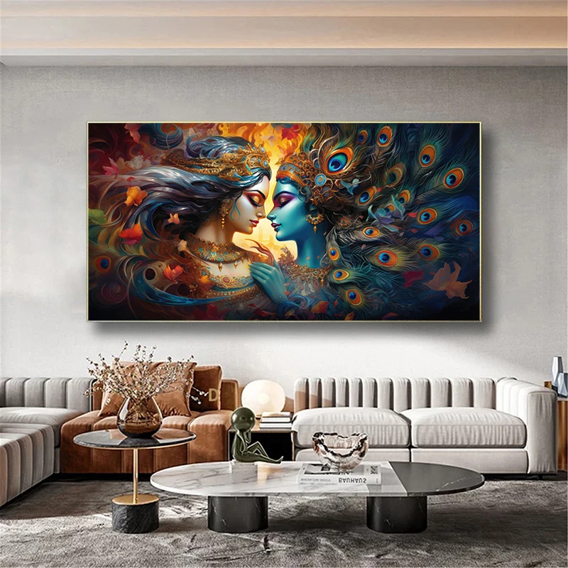 1 шт. абстрактные постеры и принты Radha Krishna Настенная картина для гостиной