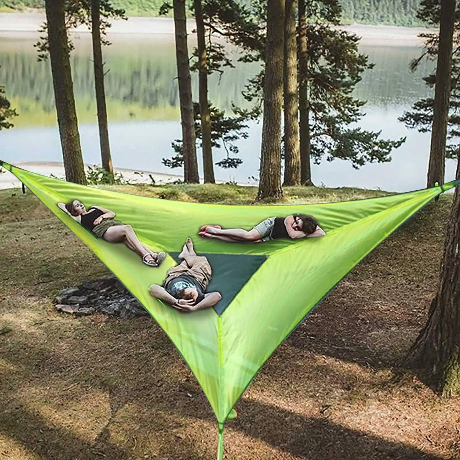 

Camping Hammock Giant Aerial Camping Hammock Travel Sleeping Swing Bed Multi-Person Outdoor Triangle Hammock Nylon Rope Garden