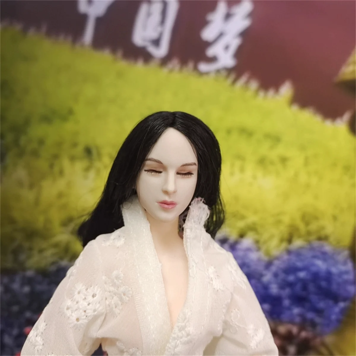 1/6 голова с выражением закрытого глаза скульптура посаженными волосами для 12