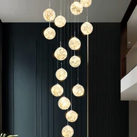 nordic modern led stairwell chandelier home decor glass long pendant lamps for ceiling hanging lamp living room lighting fixture