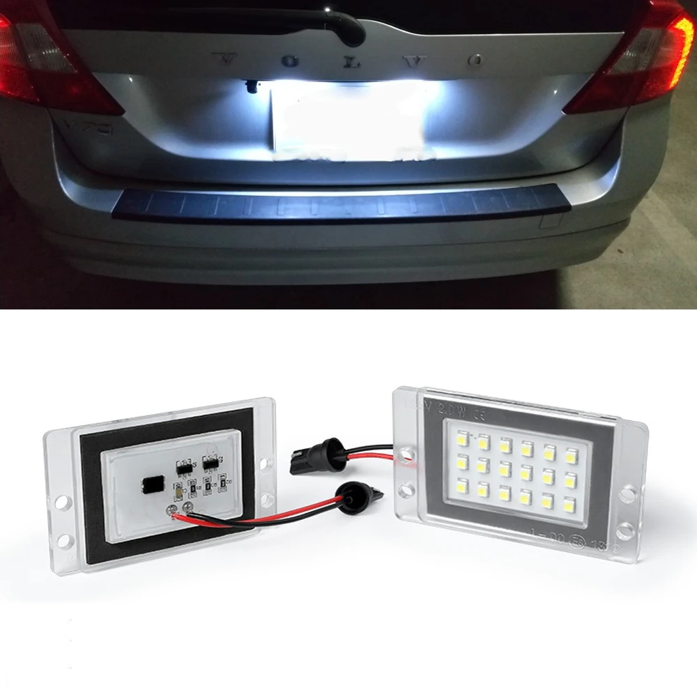 

2Pcs For Volvo V70 XC 1997-2000 Volvo 850 855 1991-1997 High Brightness Car Tail White LED License Plate Light Number Plate Lamp