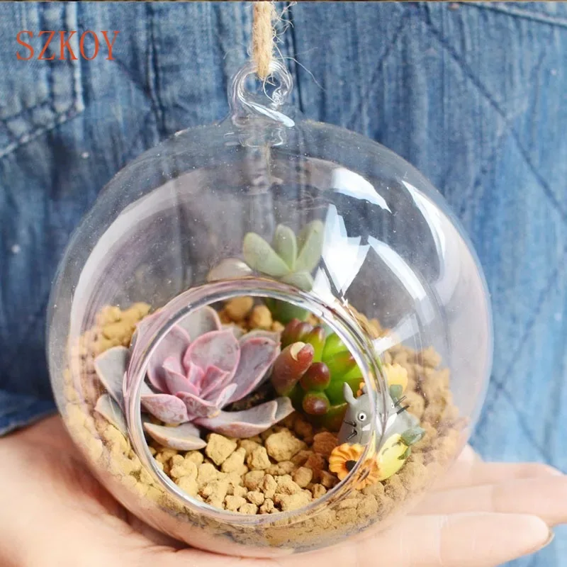 Hot sale Clear Glass Ball Globe Shape Terrarium Ball Flower Hanging Planter Terrarium Container Landscape Ornament Garden Decor