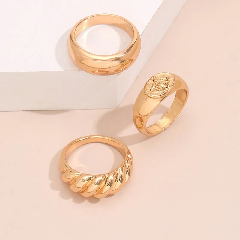 

Girls Retro 3 Pcs/Set Finger Rings Set Gift Female Party Exquisite Jewelry