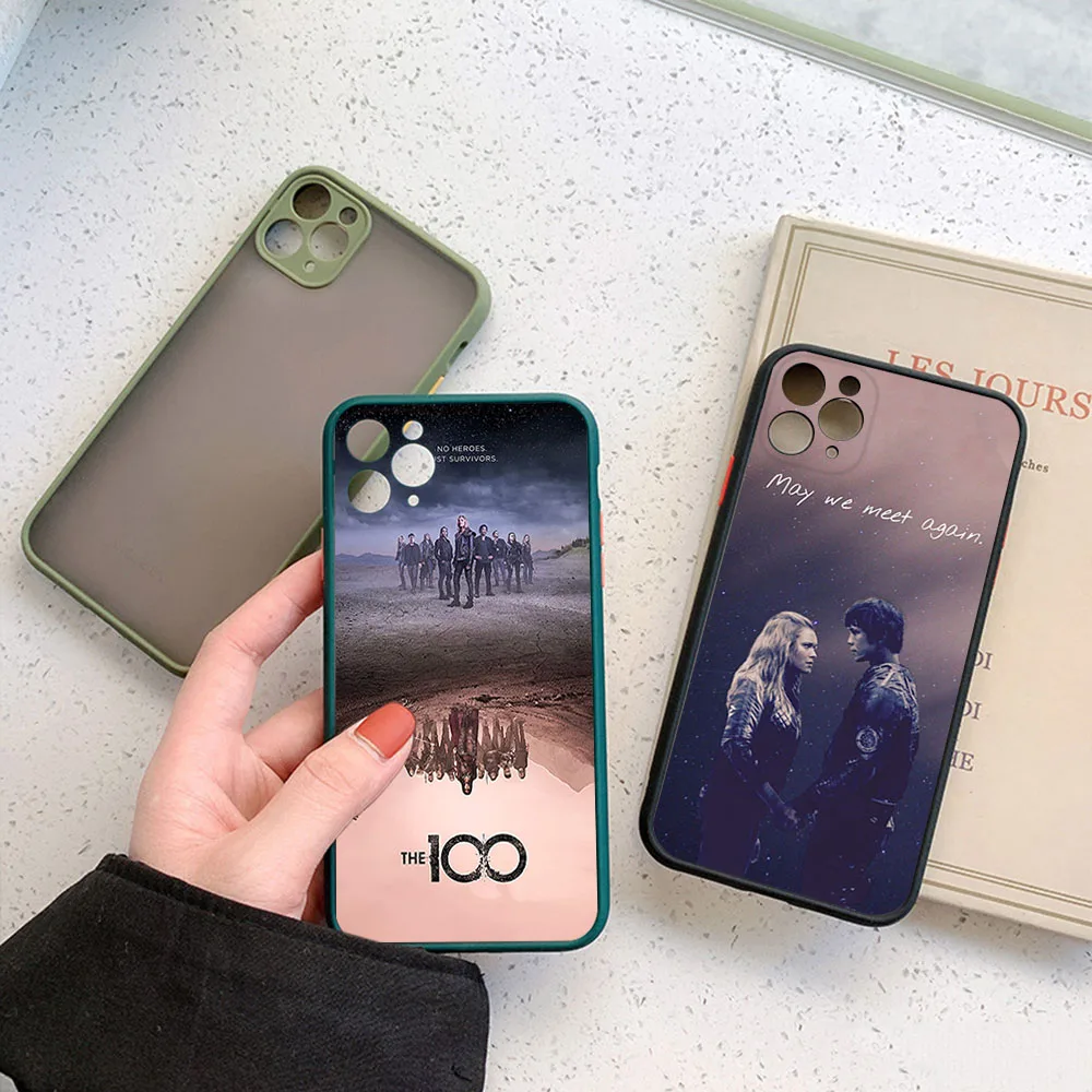 Frosted Translucent Phone Case For iPhone 16Pro 15 14 Pro Max 7 8 16 Plus 11 12 13 Mini X XS XSMax The Hundred 100 Black Cover