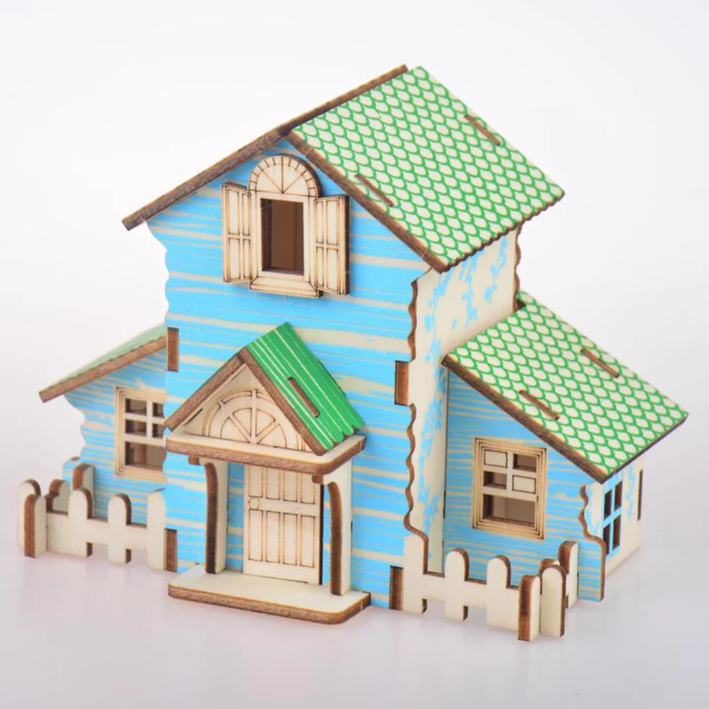

Puzzle House 3D Wooden Jigsaw Kids Cottage Wood Building Toycountry Teaser Brainmodel Miniature Villa Diy Birthday Gift
