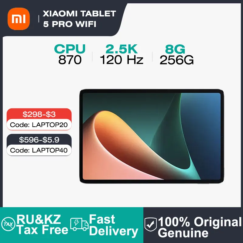 

Xiaomi Tablet 5 Pro 11 Inch 2.5K 120Hz LCD Screen Snapdragon 870 Octa Core Tablet Pc 6GB 128GB 8600mAh Battery Android 11 Mi Pad