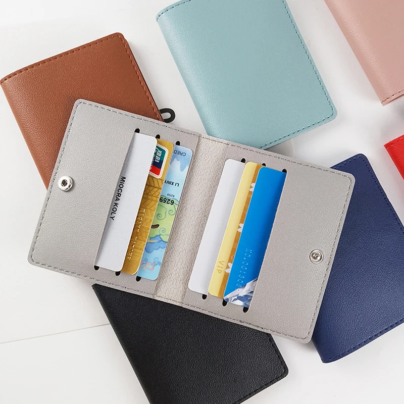 

8 Card Slots ID Card Holder PU Leather Business Card Holders Fashion Women Men Purse Money Case Cover Ultra-thin Coin Purse 2023