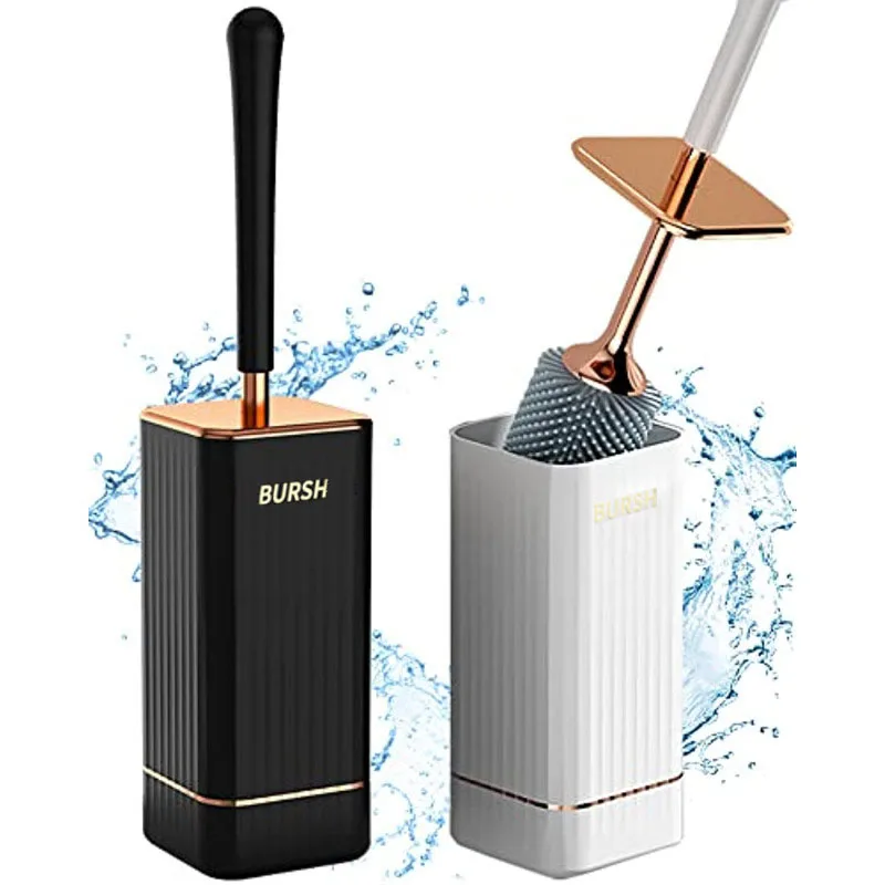 

Toilet Brush and Holder, ElegantSilicone Toilet Bowl Brush Set with Ergonomic Long Handle,Bathroom Decor Cleaning Accessories