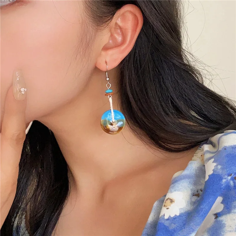 Серьги-гвоздики в европейском и американском стиле с синими камнями