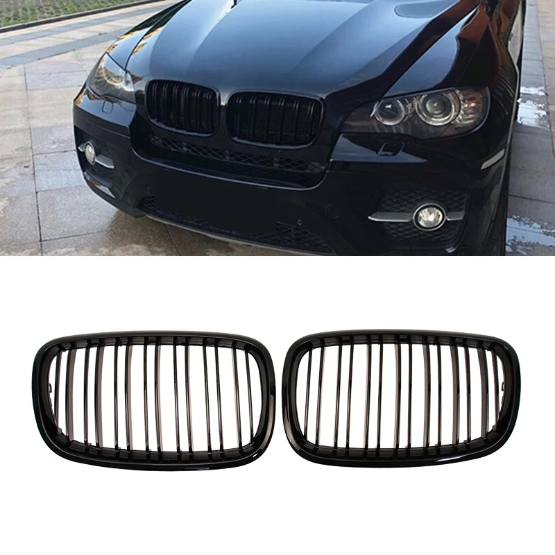 

Gloss Black Car Bumper Kidney Grille Front Grill Double Slat Grilles For BMW X5 X6 E70 E71 2008-2013 Auto Gloss Black Grills