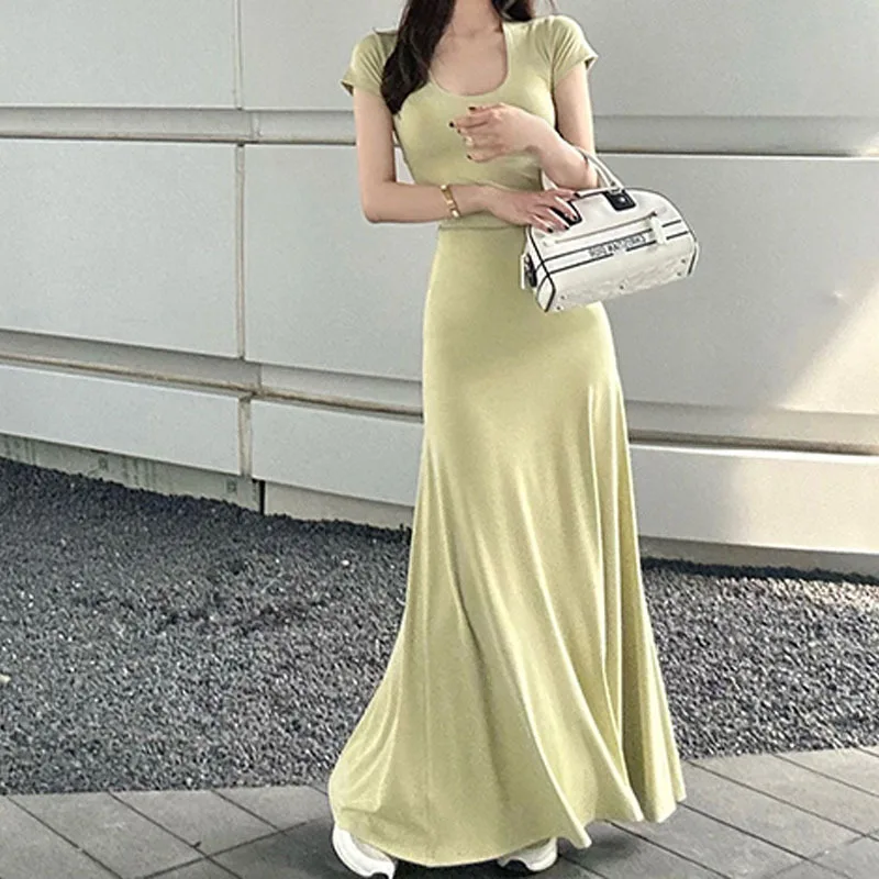 

Multi-Color And Multi-Size 2023 Goddess's New Clothes Modal Soft T-shirt High Waist Draped Long Dress Private Dress Lazy Dress