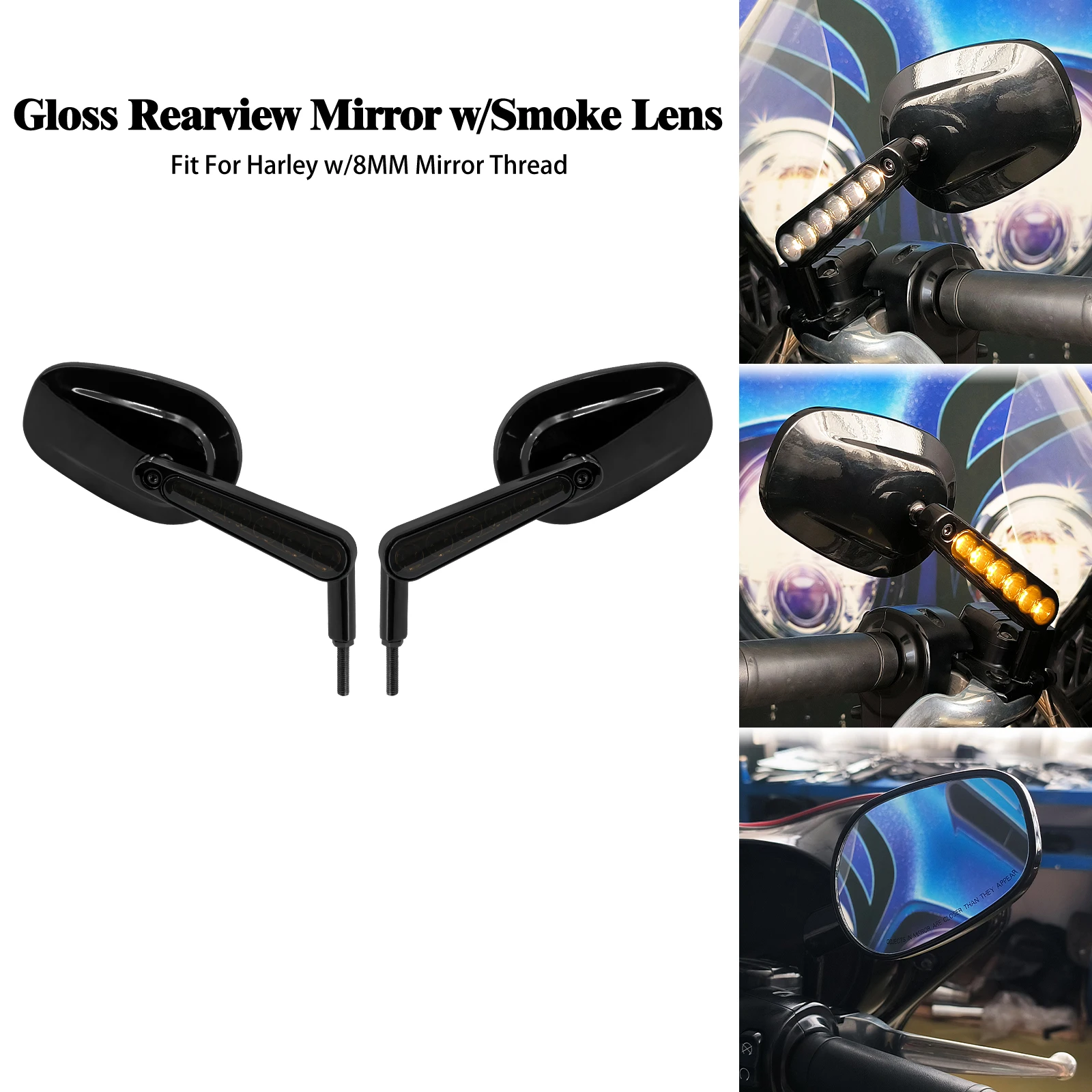 

Мотоциклетные универсальные боковые зеркала заднего вида и светодиодные передние поворотные сигналы ходовые огни для Honda для Yamaha для Harley Softail Dyna