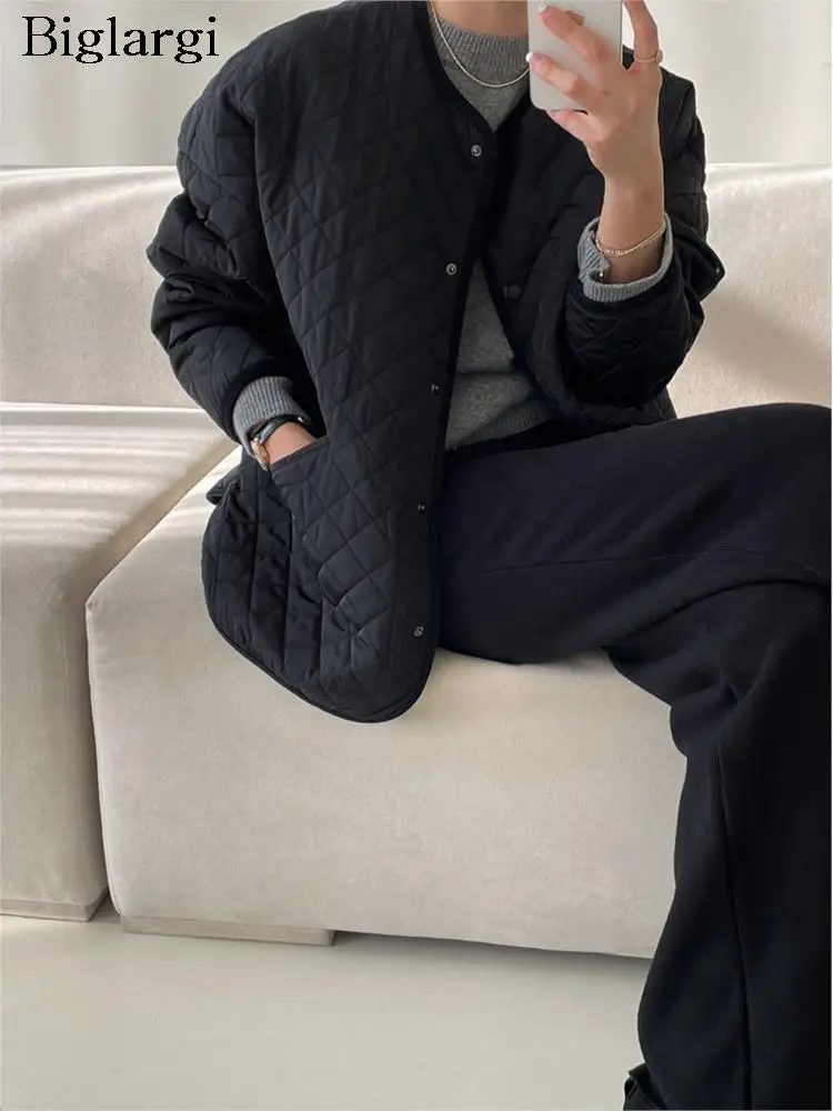 

Осенне-зимнее стеганое хлопковое пальто, женские свободные куртки в Корейском стиле, повседневные Модные женские куртки с длинным рукавом, пальто 2023