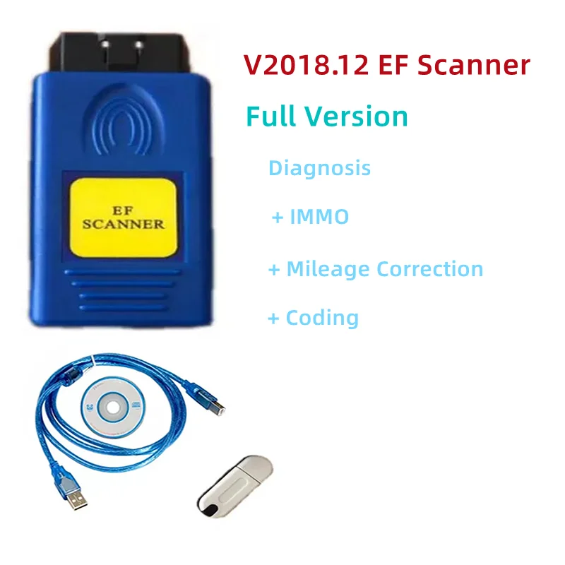 

Best V2018.12 E/F Scanner II Full Version for BMW EF Diagnosis + IMMO + Mileage Correction + Coding OBDII Scanner Diagstic Tool
