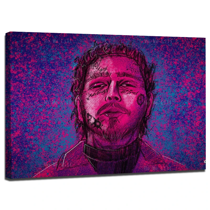 Fashion And Portraits Hiphop And Recording Artist Post Malone Muse Music Union Jack Background Canvas Wall Art Painting