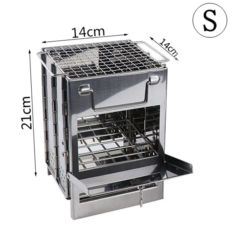 

Stainless Steel Foldable Grill Portable Mini Outdoor Firewood Stove Travel Camping Picnic BBQ Stove Charcoal Cooking Grill