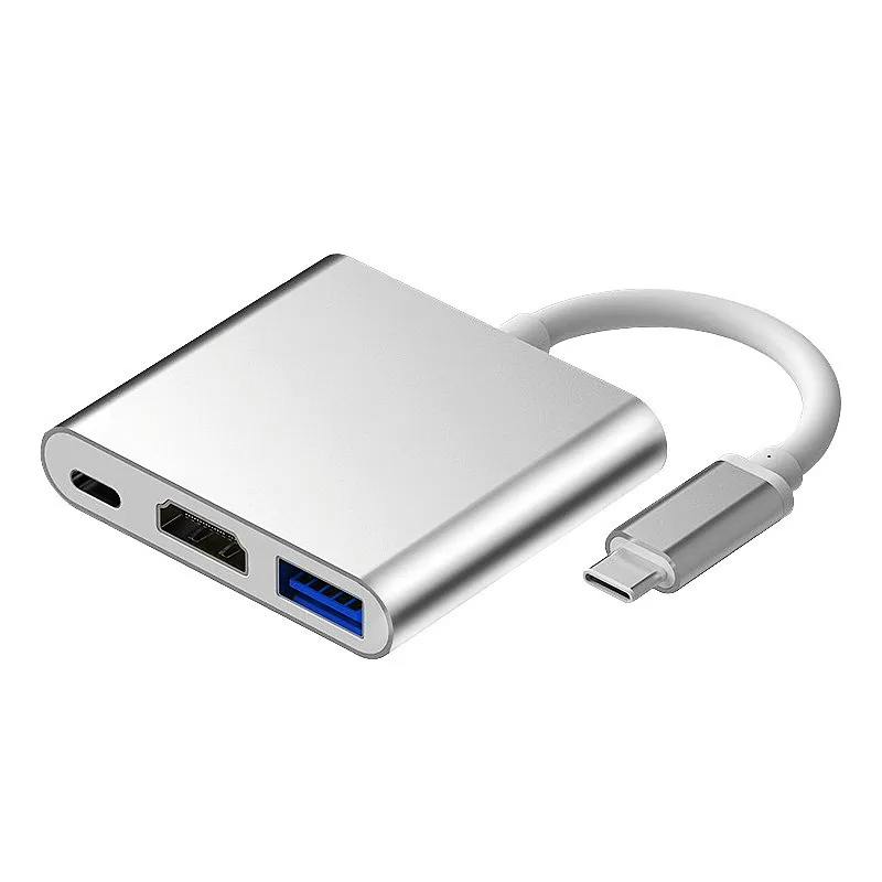 Многопортовый адаптер USB C к HDTV 3 в 1 Type-C Hub 4K и PD Max 100 Вт с зарядкой цифровым