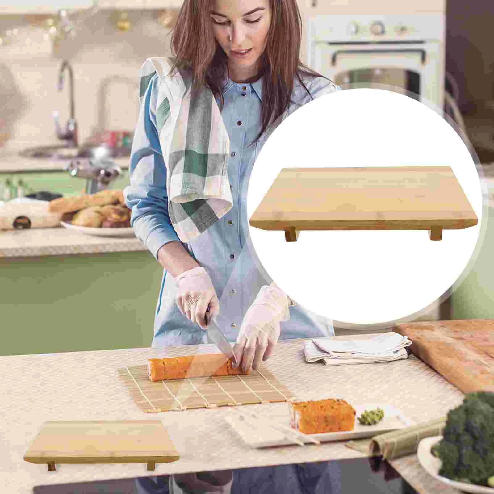 

Bamboo Platter Wooden Utensils Eating Sushi Serving Board Tray Japanese Food Boat Geta Plate Cutting