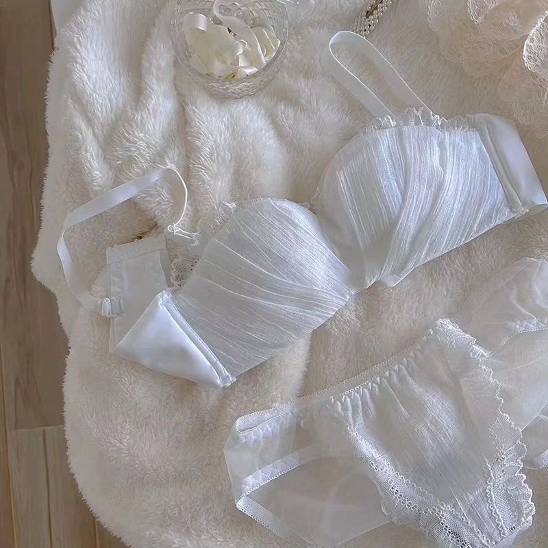 Girls' small bra set breasts gather bralette underwear women's Japanese brassiere no steel ring upper anti-sagging student's swe