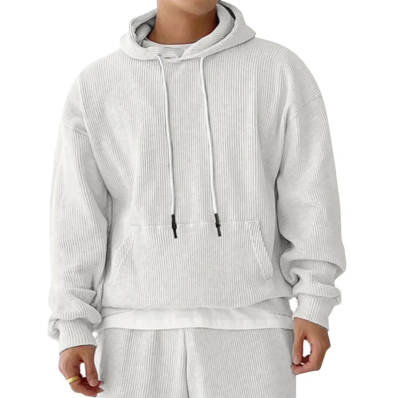 

Casual Hoodie Men Waffle Warm Sweatshirt Loose Streetwear Top