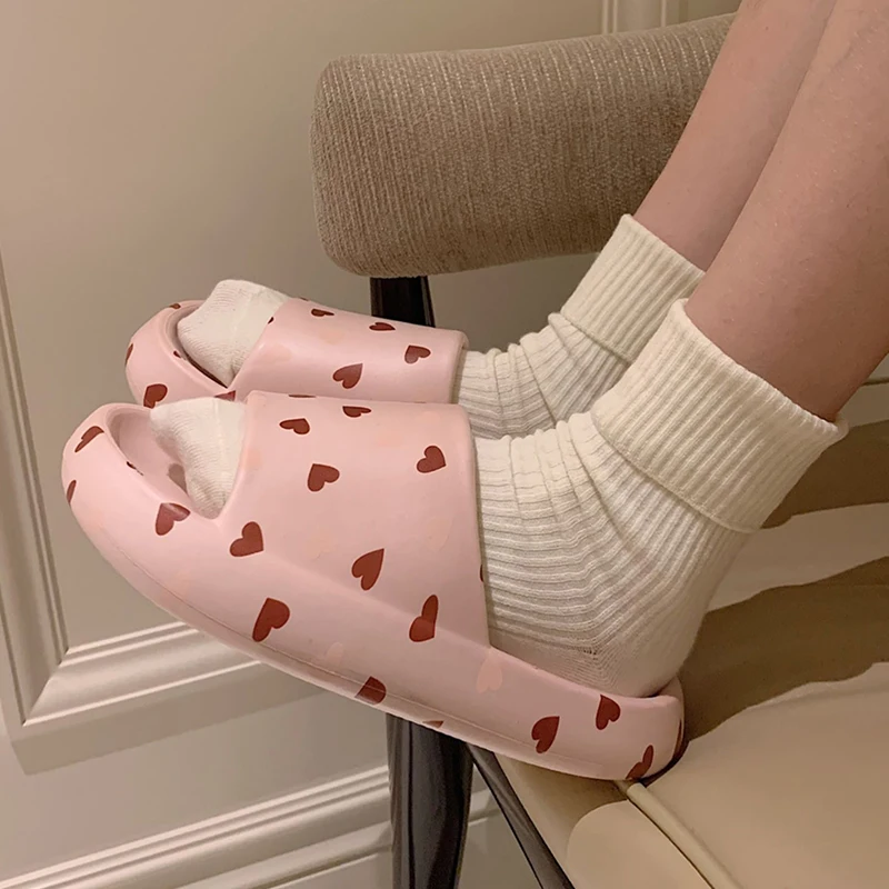 Fashion Women Summer EVA Slippers Lady One Word Open Toe Slippers Summer Family Bathroom Cute Indoor Home Floor Sandals Slippers