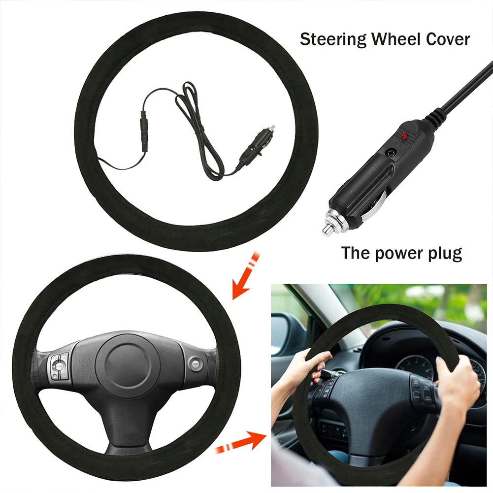 

Universal Car Heated Steering Wheel Cover Electric Heating 10W Winter Hand Warmer Auto Warm Anti-Skid Protector Accessory